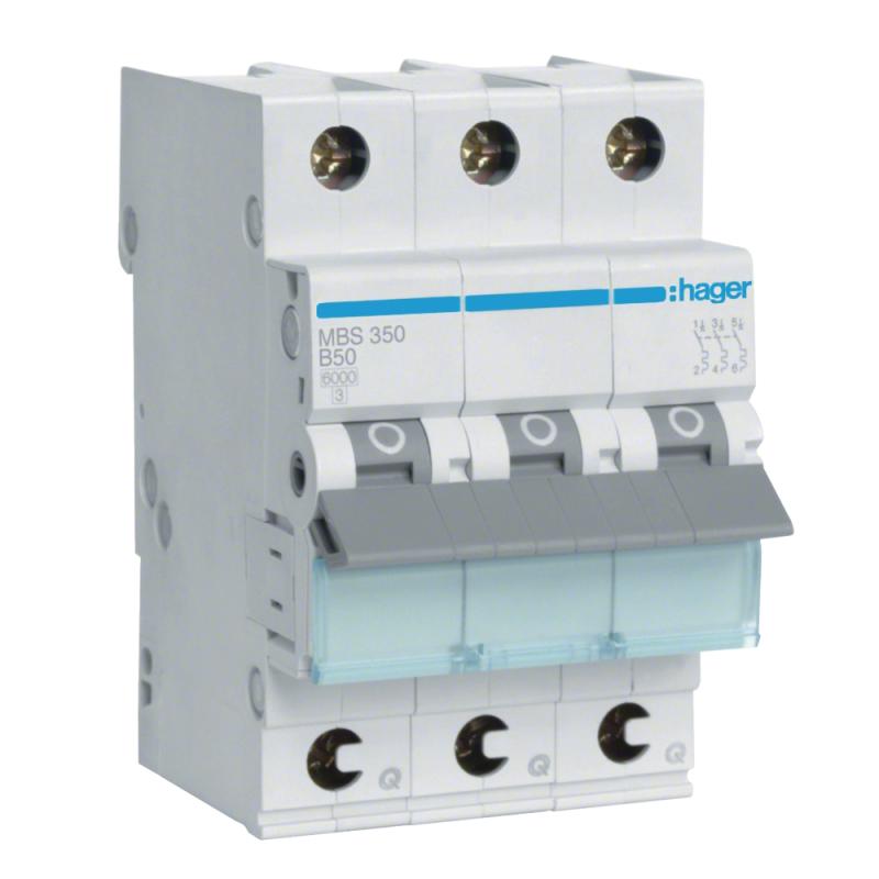 Miniatureafbryder QuickConnect 3Poler B-Karakteristik 50A 6kA 230-400V IP20 Hager
