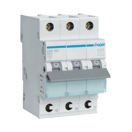 Miniature Afbryder 3Polet B-Kurve 50A 6kA 230-400V IP20 Hager