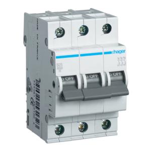 Miniatyrbrytare 3Poler B-Kurva 25A 6kA 400V IP20 Hager