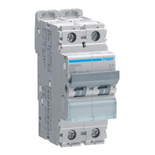 Miniature Afbryder 2Polet B-Kurve 40A 10kA/15kA 400V IP20 Hager