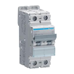 Miniature Afbryder 2Polet C-Kurve 20A 10kA/15kA 400V IP20 Hager