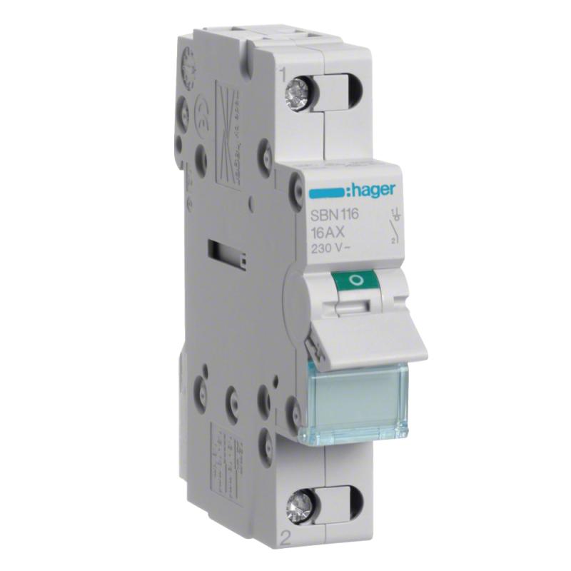 Afbryder 1Polet 16A 230VAC IP20 Hager