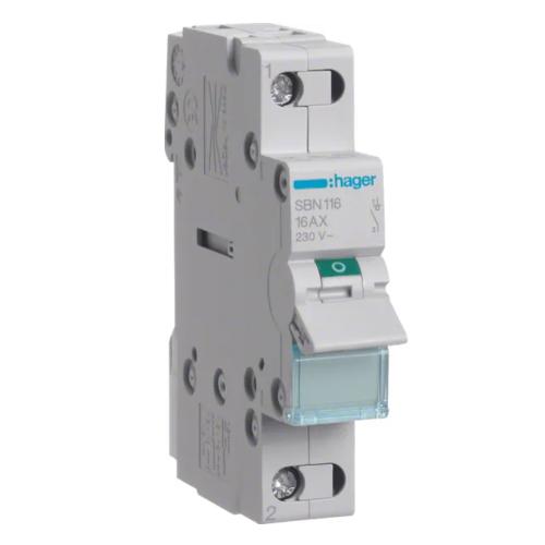 Modulært Skifte 1Polet 16A 230V IP20 Hager