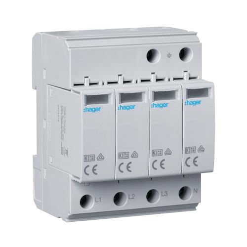 Overspændingsbeskyttelse T2 TT/TNS Indikator 4-Polet 40kA 230-400V Hager