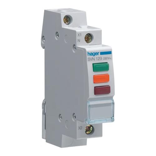 Triple Indicator Light Red Green Orange 230V IP20 Hager