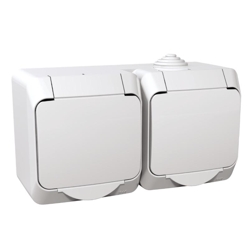 Cedar Plus Dobbelt Stikkontakt Side-E Med Jalousier 16A 250V Hvid Schneider Electric
