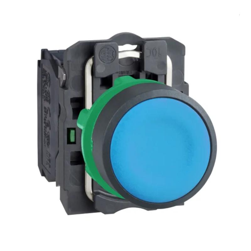 Trykknap Harmony XB5 22mm Blå Skyl Umærket IP66 Schneider Electric