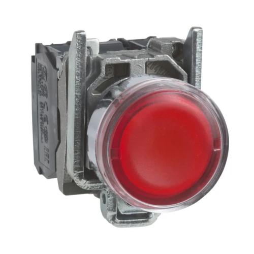 Oplyst Trykknap Harmony XB4 22mm Rød Skyl 24VAC/DC IP66 Schneider Electric