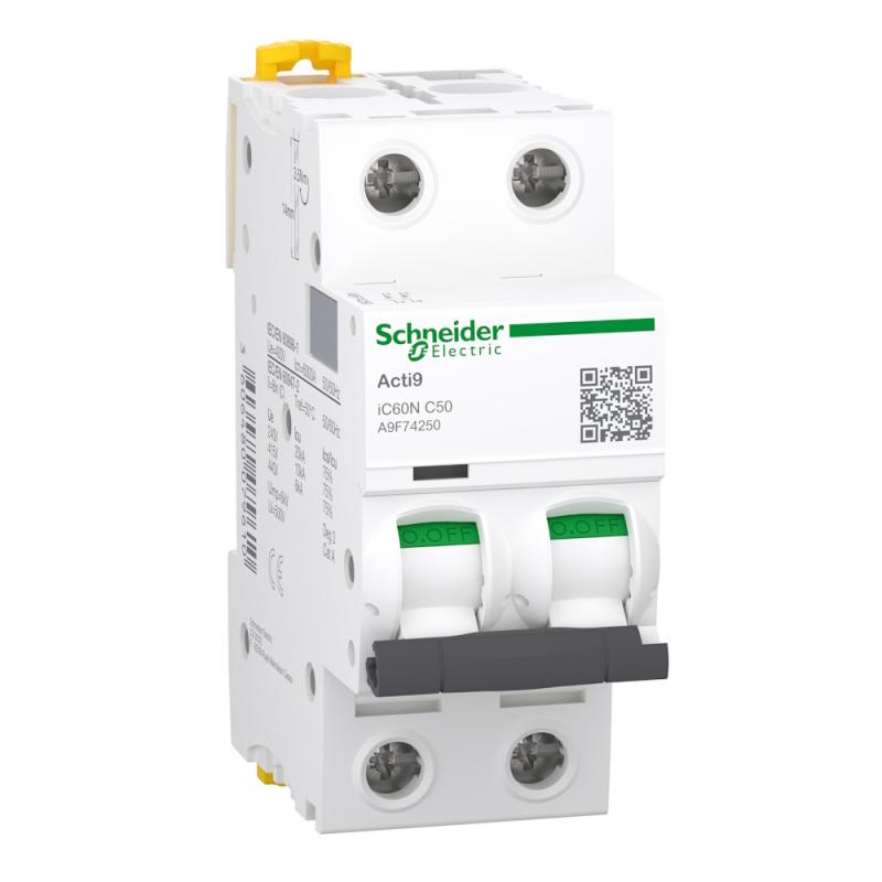 Miniatureafbryder Acti9 iC60N 2Polet C-Kurve 50A 400V IP20 Schneider Electric