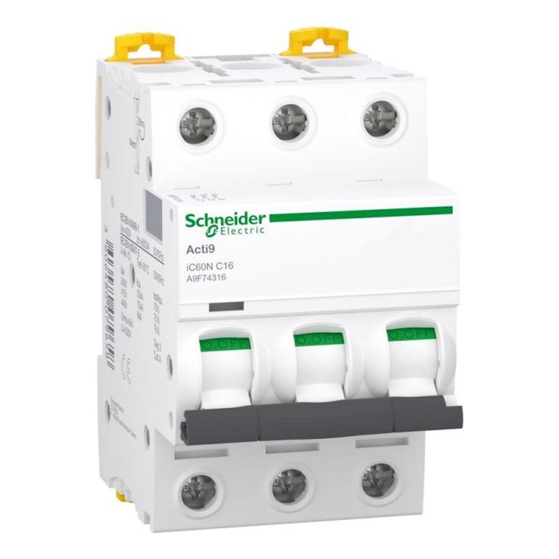 Miniatureafbryder Acti9 iC60N 3Poler C-Kurve 16A 400V IP20 Schneider Electric