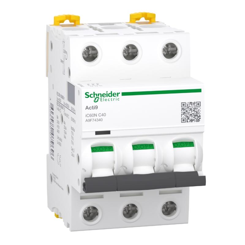 Miniatyrafbryder Acti9 iC60N 3Polet C-Kurve 40A 400V IP20 Schneider Electric