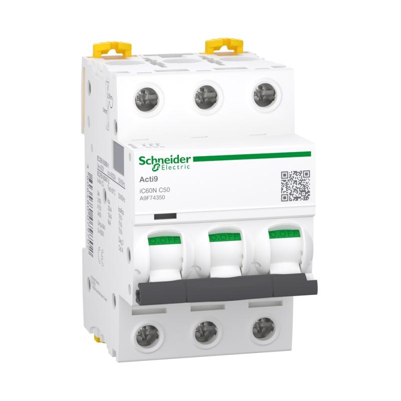 Miniatureafbryder Acti9 iC60N 3Poler C-Kurve 50A 400V IP20 Schneider Electric
