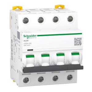 Miniature Circuit Breaker Acti9 iC60N 4Poles C-Curve 63A 10kA 400V IP20 Schneider Electric