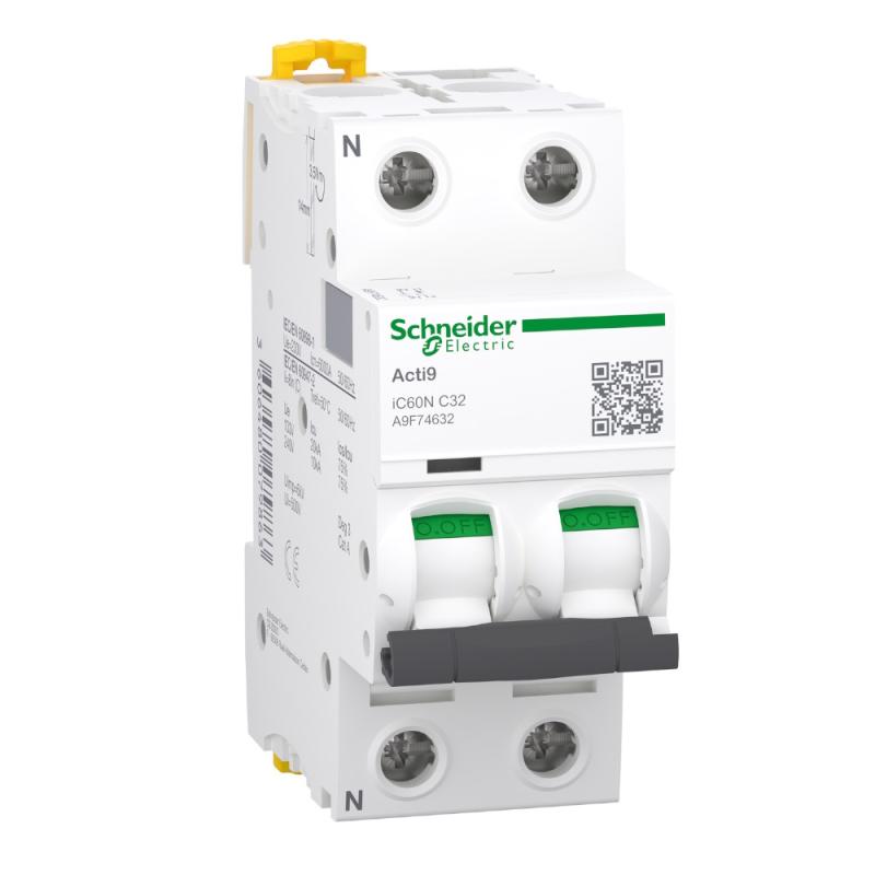 Miniatyrbryder Acti9 iC60N 1Polet+N C-Kurve 32A 230V IP20 Schneider Electric