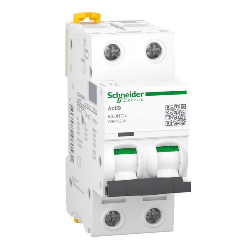 Miniatureafbryder Acti9 iC60N 2Polet D-Curve 4A 400V IP20 Schneider Electric