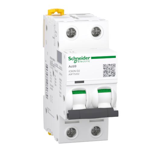 Miniatyrbrytare Acti9 iC60N 2Poler D-Kurva 2A 400V IP20 Schneider Electric