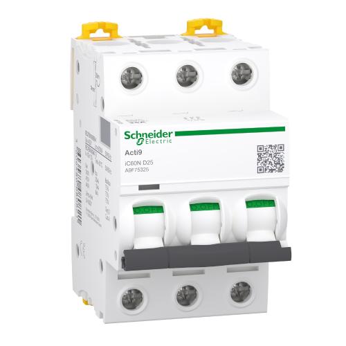 Miniature Afbryder Acti9 iC60N 3Polet D-Kurve 25A 400V IP20 Schneider Electric