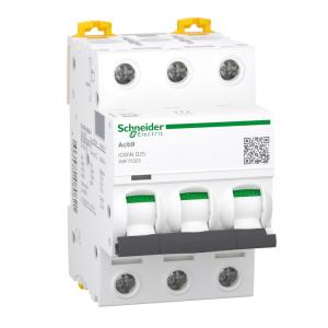 Miniature Circuit-Breaker Acti9 iC60N 3Poles D-Curve 25A 400V IP20 Schneider Electric