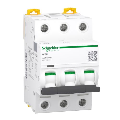 Miniature Afbryder Acti9 iC60N 3Polet D-Curve 16A 400V IP20 Schneider Electric