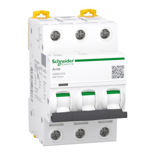 Miniatureafbryder Acti9 iC60N 3Polet D-Curve 10A 400V IP20 Schneider Electric
