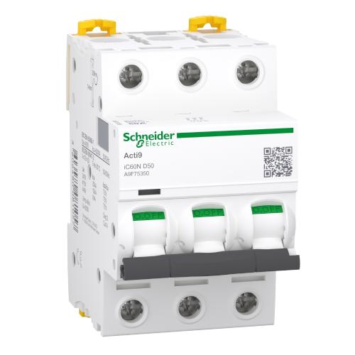Miniature Afbryder Acti9 iC60N 3Polet D-Curve 50A 400V IP20 Schneider Electric