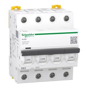 Miniature Circuit-Breaker Acti9 iC60N 4Poler D-Curve 63A 400V IP20 Schneider Electric
