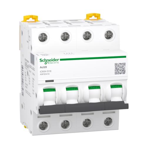 Miniatyrbrytare Acti9 iC60H 4Poler D-Kurva 16A 400V IP20 Schneider Electric