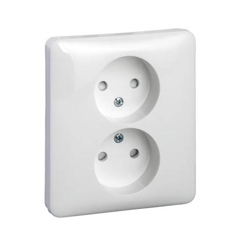 Dobbelt Stikkontakt Exxact Ujordet 2Polet 16A 250V IP21 Hvid 10stk Schneider Electric