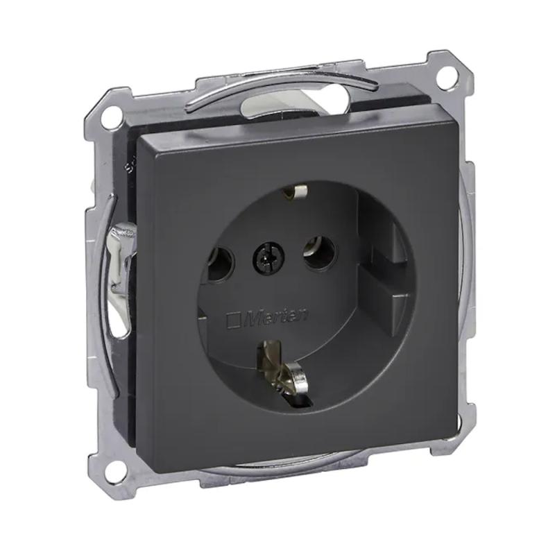 Schuko Merten System M Stikkontakt 2Polet+J 16A 250V IP20 Antracit Schneider Electric