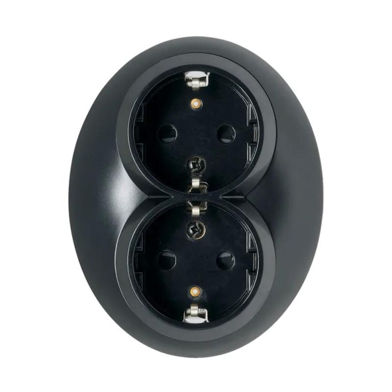 Dobbelt Stikkontakt Renova 2Polet+J 16A 250V IP20 Sort Schneider Electric