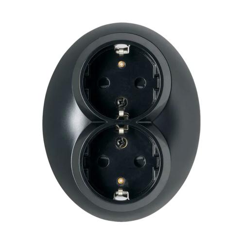Dobbelt Stikkontakt Renova 2Polet+J 16A 250V IP20 Sort Schneider Electric
