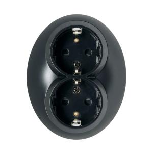 Dobbelt Stikkontakt Renova 2Polet+J 16A 250V IP20 Sort Schneider Electric