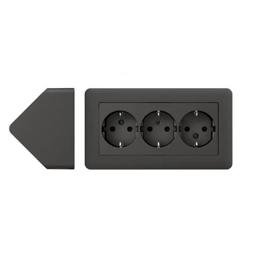 Hjørneboks Exxact komplet Med Tredobbelt Stikkontakt 16A 250V IP21 Antracit Schneider Electric