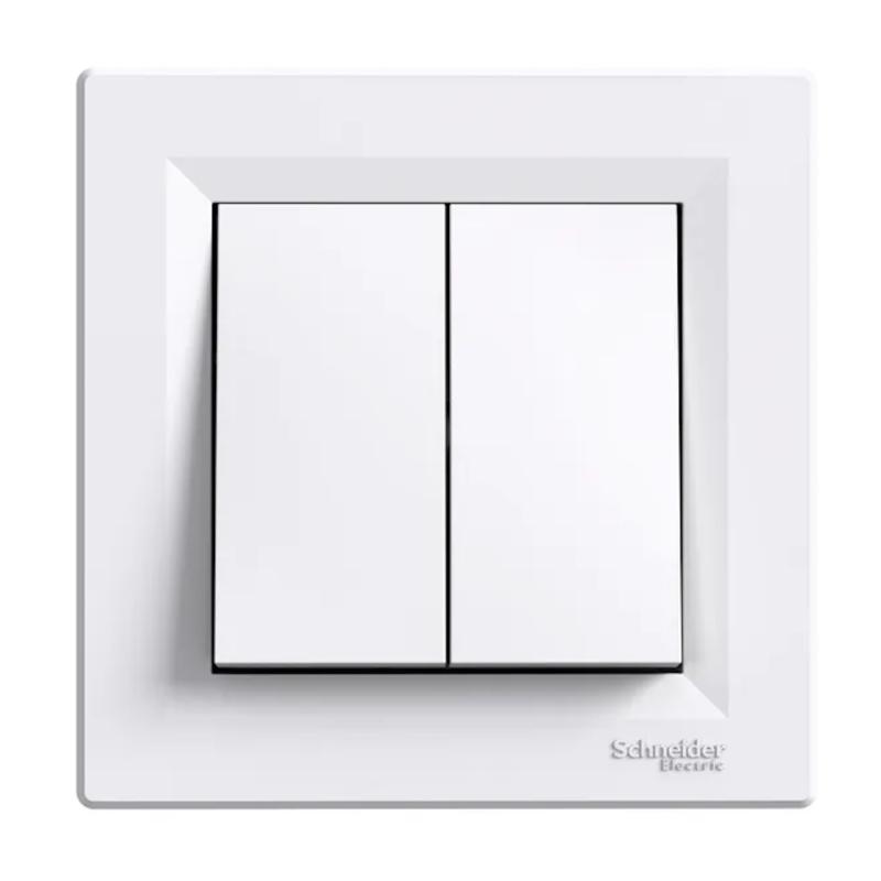 Asfora Dobbelt 2-Vejs Skifte 1Pol 10A 2300W 250V IP20 Hvid Schneider Electric