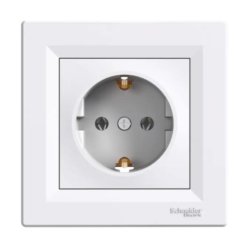 Asfora Enkelt Stikkontakt 2Polet+Jord 16A 3680W 250V IP20 Hvid Schneider Electric