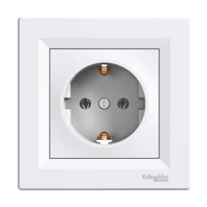 Asfora Single Socket Outlet 2Poles+Earth 16A 3680W 250V IP20 White Schneider Electric