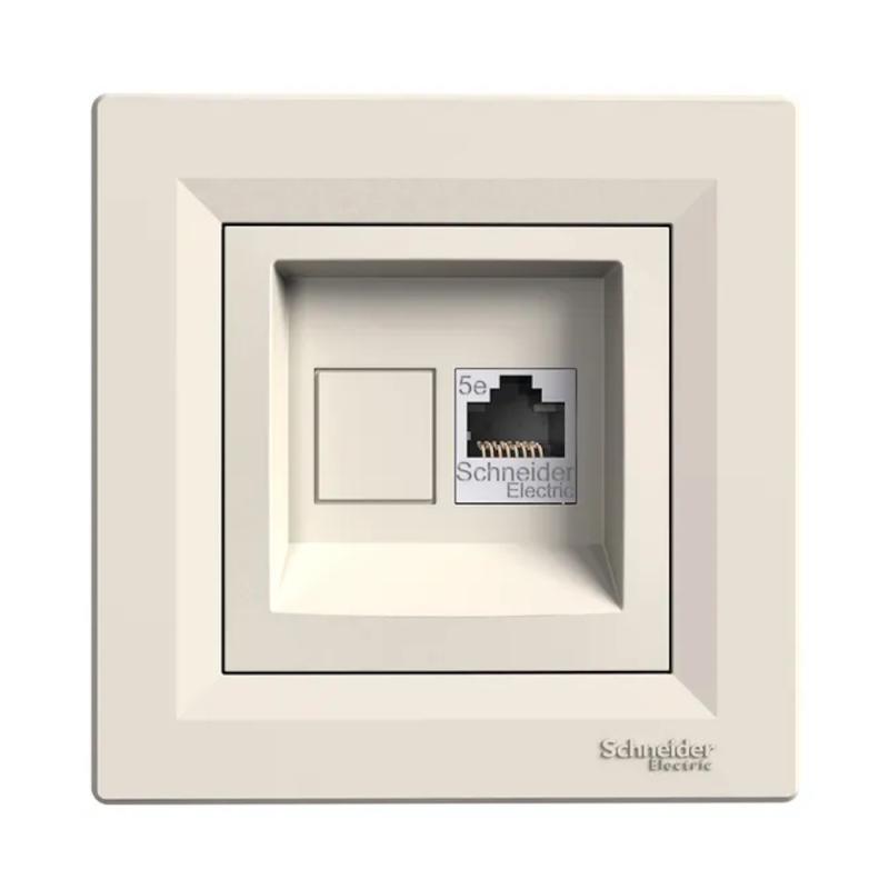 Asfora Enkelt Datastik RJ45 Cat5e STP Cream IP20 Schneider Electric