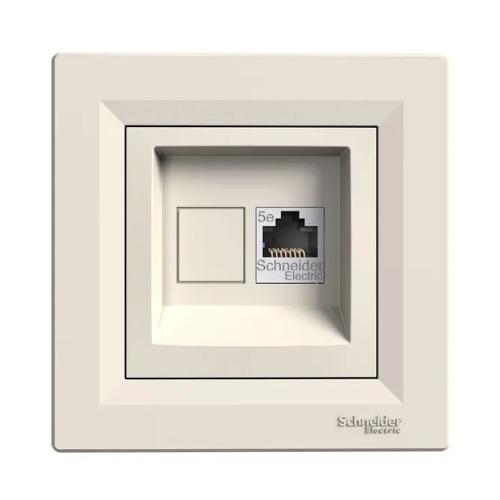 Asfora Enkelt Datauttag RJ45 Cat5e STP IP20 Cream Schneider Electric