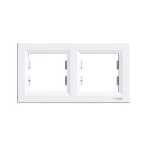 Asfora Frame Horizontal 2-Gang IP20 White Schneider Electric