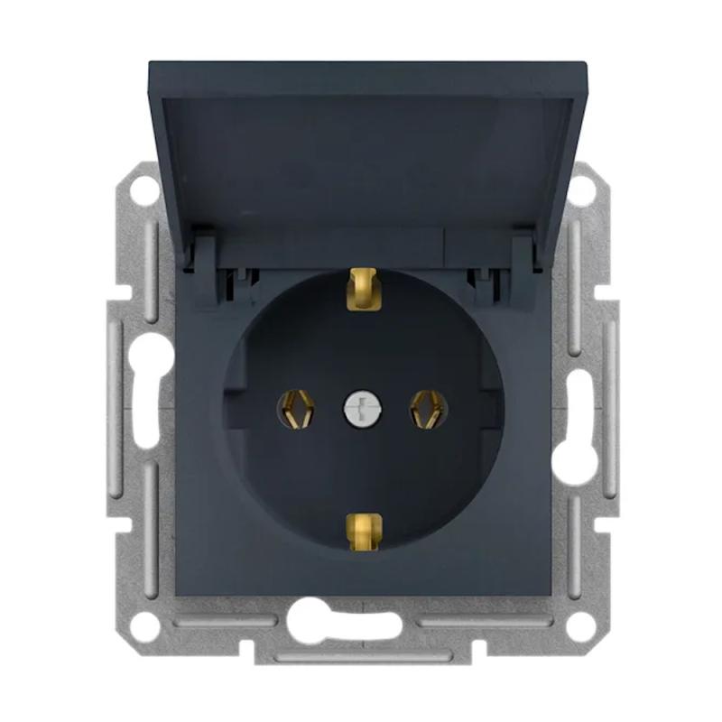 Sedna Design And Elements Enkelt Socket 2Polet + J 16A 3680W 250V Antracit Schneider Electric