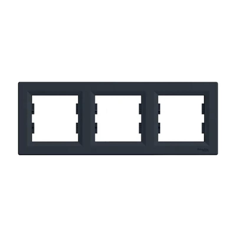Asfora Horisontal 3-Gange Ramme IP20 Antracit Schneider Electric