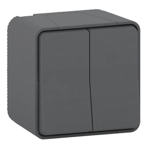 Mureva Styl Dobbelt 2-Vejs Skifte 10A 250V IP55 Grå Schneider Electric