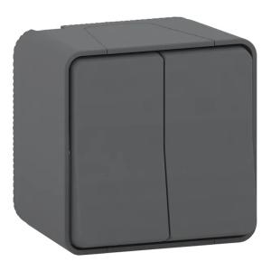 Mureva Styl Dobbelt 2-Vejs Skifte 10A 250V IP55 Grå Schneider Electric