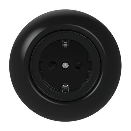 Renova Vägguttag 1-Vägs 2Poler+Jord 16A 250V IP20 Svart Schneider Electric