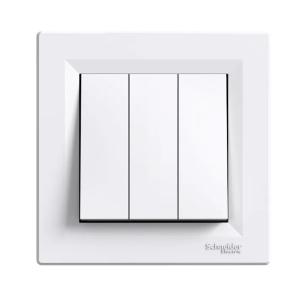 Asfora Switch With Frame 3 Circuits 1-Way IP20 White Schneider Electric