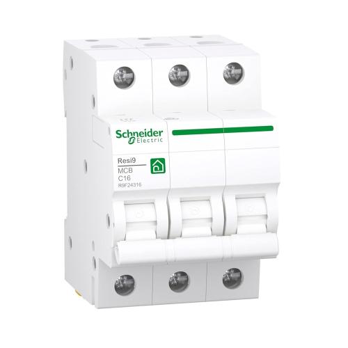 Miniature Afbryder Resi9 3Polet C-Kurve 16A 6kA 400V IP40 Schneider Electric