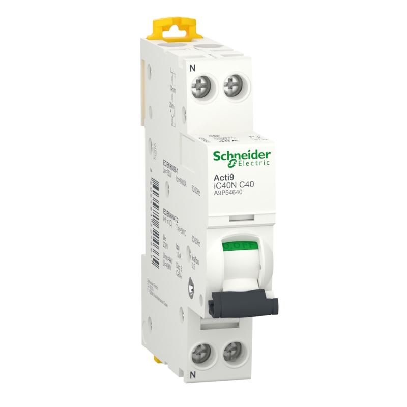 Miniatureafbryder Acti9 iC40N 1Polet+N C-Kurve 40A 230V IP20 Schneider Electric