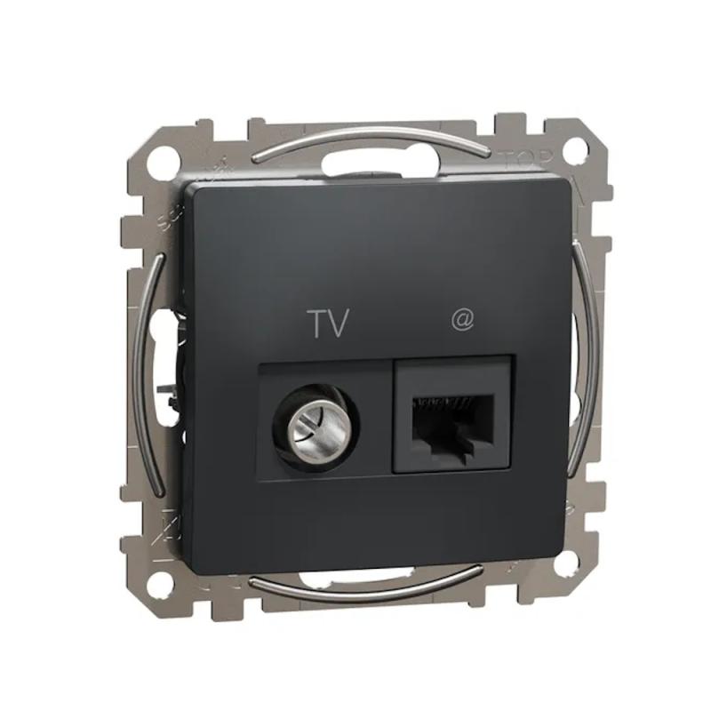 Sedna Design And Elements Data + TV Stik RJ45 CAT6 UTP IP20 Antracit Schneider Electric