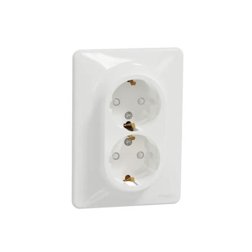 Sedna Design And Elements Stikkontakt 2x2Polet+E 16A 3680W 250V IP20 Schneider Electric