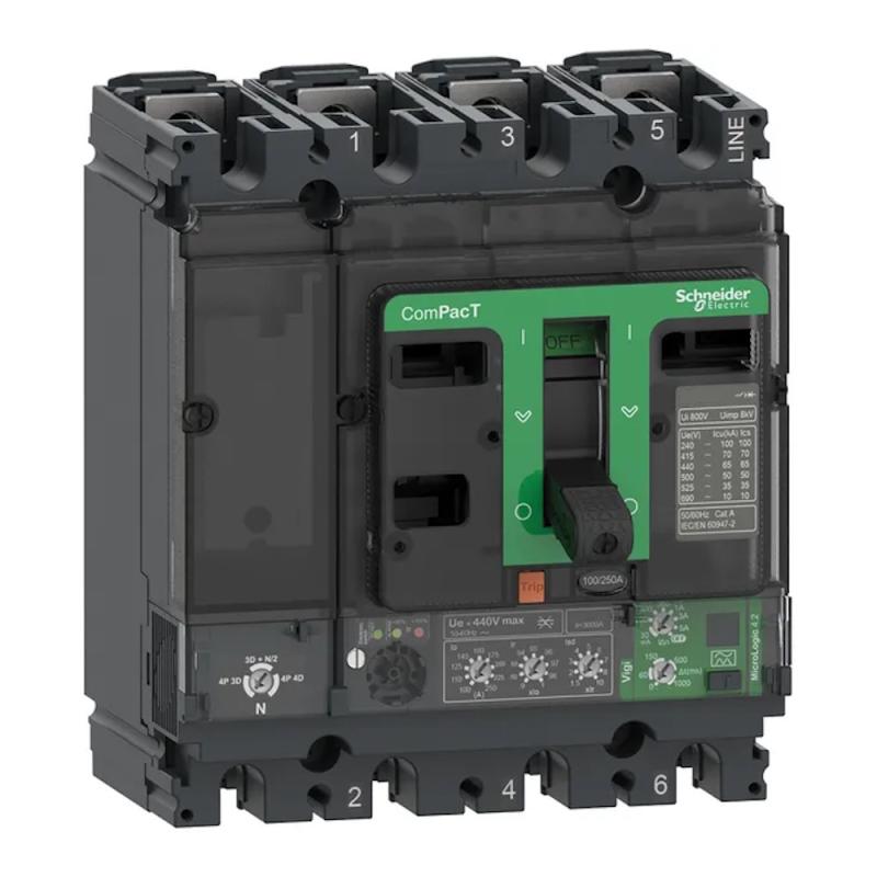Afbryder ComPacT NSX250F 4Polet 4D 250A 440V IP40 Schneider Electric